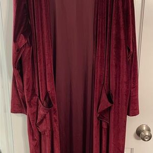 LuLaRoe Velvet Long Open Front Duster - Burgundy